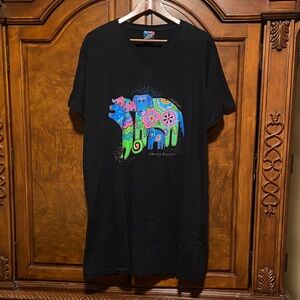 Laurel Burch Black Dress/Sleep shirt with Dancing Doggies Design Size L/XL